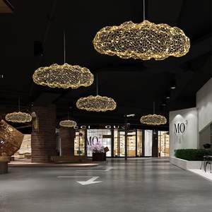 Nube flotante LED Candelabros y luces colgantes Malla de alambre creativa Forma de nubes Hotel Mall Sala de estar blanca Comedor de hierro - Product Image 1