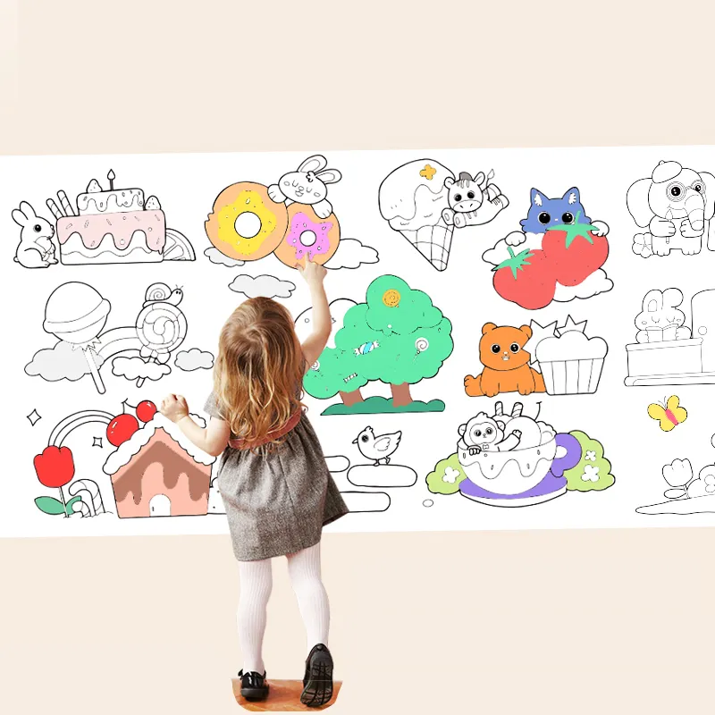 Beliebte Kinderspiel zeug Kreative Graffiti Kunst Bild Scroll Pasted Wallpaper 300cm Kinder Zeichnung Scroll Zeichnung für Dummies