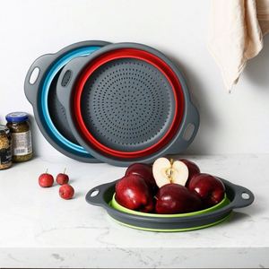 Kitchen Silicone Collapsible <b>Colander</b> Set Multi-Functional Folding Fruit & Vegetable Strainer for Home Use - Product Image 1