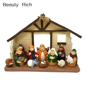 树脂圣诞耶稣诞生雕像中号儿童圣诞耶诞布景的托儿所，一盒 12 图