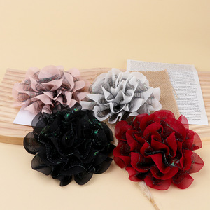 Fleurs en mousseline de soie 12 cm, accessoires pour cheveux faits à la main, pour la décoration de vêtements, chaussures, sacs et autres projets DIY - Product Image 2