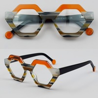 A10043 Montures optiques de prescription en acétate à monture complète, style punk octogonal, patchwork multicolore, haut de gamme et tendance
