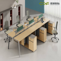 Bureau de travail ergonomique moderne en MDF pour 6 personnes avec tiroirs de rangement