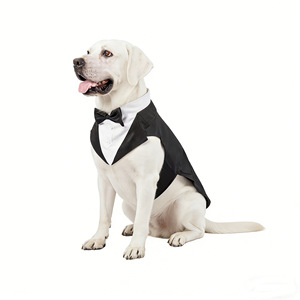 Costume de smoking britannique pour chien avec nœud papillon, tenue de mariage formelle pour témoin, costume en polyester pour chiens de taille moyenne à grande - Product Image 2
