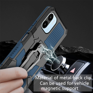 Étui de téléphone avec béquille arrière en TPU+PC pour <span class=keywords><strong>Redmi</strong></span> 13 A3 13C <span class=keywords><strong>10C</strong></span> Note 14 12 10 Pro Protection de l'objectif Support d'armure magnétique Couverture arrière - Product Image 2