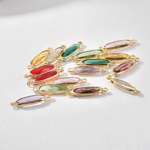 18K Gold DIY Jóias Acessórios 11 cores Birthstone Conectores Encantos para Colar Pulseira e Tornozeleira