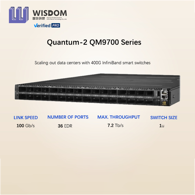 QM9701 Quantum-2 64-Port NDR 400Gb/s InfiniBand Managed Network Switch 51.2Tb/s 48VDC HPC AI Data Center 1U