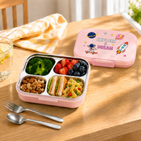 Boîte à lunch en acier inoxydable pour le bureau, personnalisée, en acier 304, avec coque intérieure en PP, résistante au lave-vaisselle, 4 compartiments, 696 ml