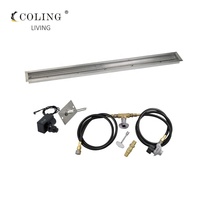 Coling Living Kit de cheminée à gaz extérieure de 72 pouces Cheminée linéaire en acier inoxydable télécommandée avec inserts de brûleur NG