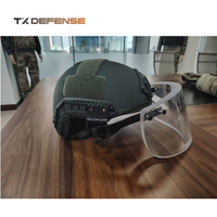 Casque Tactique Léger TX DEFENSE FAST Helmet IIIA avec Visière en Verre, Protection Faciale Anti-Coupure, Bouclier Protecteur Transparent pour Casque MICH