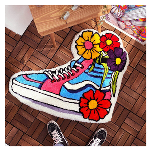 Logotipo de marca personalizado, forma redonda, <span class=keywords><strong>zapatos</strong></span> deportivos de aire, patrón de zapatillas, troquelado, alfombra de piso - Product Image 1