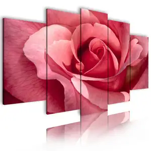De gros fleur rose photos-Peinture sur toile à l'huile avec Rose et fleur imprimée personnalisée, 5 pièces
