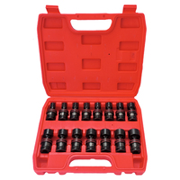 Jeu de douilles à chocs universelles à entraînement 3/8'' en acier allié, 15 pièces, avec coffret rigide pour usage industriel, kit d'outils à main