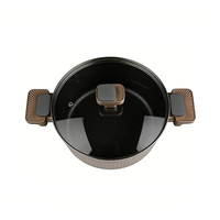 Casserole moderne de luxe écologique en aluminium antiadhésive avec couvercle, compatible induction, nervures verticales renforcées, sans PFOA