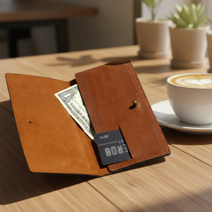 Carpeta de Cuero Genuino para Facturas con Ranura para Tarjetas para Restaurantes y Cafeterías, Carpeta Rústica para Comandas, Libro de Comandas Hecho a Mano - Product Image 4