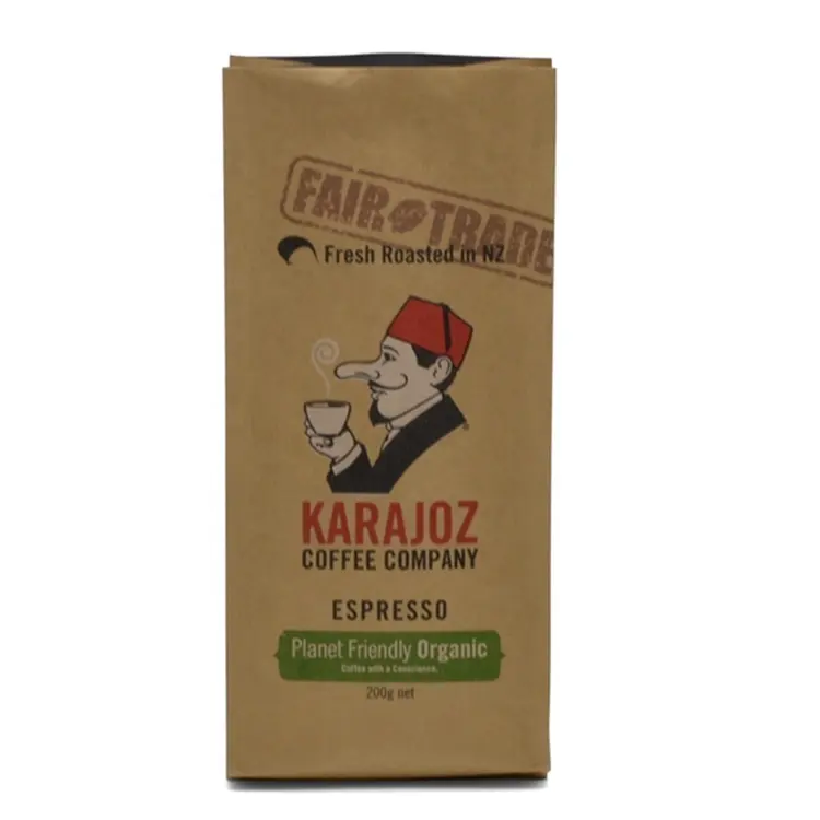 1kg Custom Gedrukt Biologisch Afbreekbaar Bruin Kraftpapier Koffie Bonen Zakken