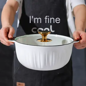 <span class=keywords><strong>2025</strong></span> 상업용 크기 모던 디자인 세라믹 식기 가정용 대형 수프와 캐서롤 뚜껑이있는 국수 그릇 - Product Image 6