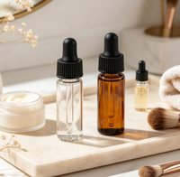Flacons compte-gouttes en verre transparent de 1 ml à 10 ml pour solutions concentrées, mini-flacons d'échantillons d'huiles essentielles et de sérums
