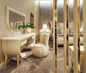 Conjunto de muebles de dormitorio italianos y modernos, tela Beige, cama <span class=keywords><strong>King</strong></span> Size con cajones y candelabro - Product Image 2