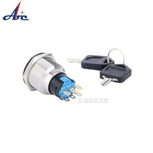 ABILKEEN Interruptor Giratorio de Perilla de 3 Posiciones ON-OFF-ON 22MM 2NO2NC Interruptor Giratorio Selector de Metal con Anillo LED Iluminado - Product Image 6