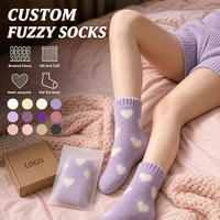 Chaussettes douces et moelleuses en coton épais pour l'hiver, imprimées, pour femmes, vente en gros, avec logo personnalisé, pour la maison, chaudes et confortables