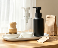 Flacon Distributeur de Savon Moussant Vide Personnalisable avec Logo, en Verre Transparent Mat, Pompe Moussante 500ml pour Lavage des Mains et Emballage Cosmétique