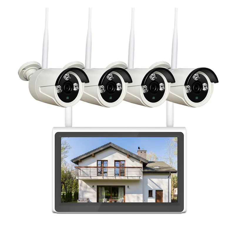 Tuya Full Cctv Set 4 Wifi Camera System Wireless Nvr Kit Surveillance System With Monitor