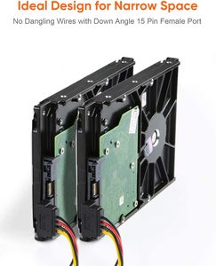 CableCreation SATA 电源线 [2 件装] 6 英寸 15 针公头转 2x15 针弯角母头电源分线器，适用于 DVD 刻录机 - Product Image 5