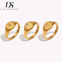 Bagues Chevalières Vintage Dreamshow Insectes Abeille, Scarabée, Cigale en Zircon Cubique, Acier Inoxydable 316L Plaqué Or 18K pour Femme