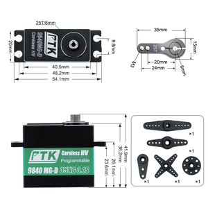 Servo Digital Impermeable PTK 9840 MG-D HV con Engranajes Metálicos <span class=keywords><strong>de</strong></span> 35 kg para Coche RC, Barco y Avión, Kit <span class=keywords><strong>de</strong></span> Modelo, Piezas y Accesorios RC para Bricolaje - Product Image 3
