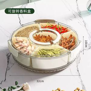 Organizador Giratorio para Comida, Aperitivos, Galletas y Especias, <span class=keywords><strong>Bandeja</strong></span> de Servicio Dividida, Contenedores de Fruta, <span class=keywords><strong>Nevera</strong></span>, Caja de Almacenamiento Dividida - Product Image 6