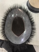 Mince PU Peau Invisible Cheveux Système V-loop Toupee Perruques Durables pour Hommes 100% Unité de Système de Cheveux Humains avec Clip