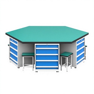 Console de travail hexagonale six faces personnalisée pour l'entraînement scolaire, table d'assemblage de moules et d'entretien à six postes HYD-35 - Product Image 1
