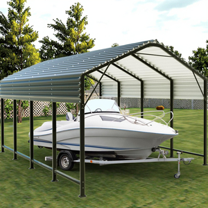 Tenda <span class=keywords><strong>per</strong></span> <span class=keywords><strong>Auto</strong></span> e Garage 11 X 19 Piedi, Stile Moderno, Carport e Capannone in Metallo con Legno Trattato a Pressione, Design Semplice - Product Image 1