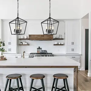 Modern Kitchen Hanging Lamp Creative Metal Cage Chandeliers Industrial Style Iron Pendant Light for Home Restaurant Hotel