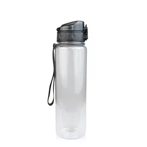 Горячая распродажа, оптовая продажа, 750 мл, Спортивная бутылка для воды, герметичная, без БПА, прозрачная пластиковая бутылка для воды с откидной крышкой