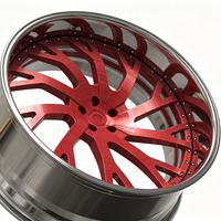 Jantes forgées sur mesure 2 pièces SL 28X10 30X9.0 30X10 5x127 rouges à rayons usinés et lèvre profonde polie pour véhicules haut de gamme