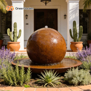 Fontaine à eau en acier corten personnalisable GNEE, rouge rouillé, résistante aux intempéries, moderne, pour jardin extérieur, montage au sol - Product Image 5
