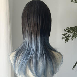 [Cola de lobo azul y negra] Familia de Xiao Chi. La <span class=keywords><strong>peluca</strong></span> está dividida en reflejos degradados negros y azules, con una longitud media - Product Image 3