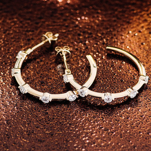 10K <b>14K</b> 18K Solid <b>Gold</b> Lab Diamond <b>Hoop</b> <b>Earrings</b> HPHT Lab Grown Diamond Loop <b>Earrings</b> for Engagement Gift - Product Image 3