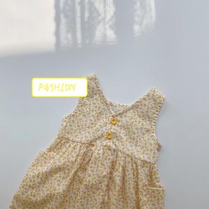 Nouvelle Robe d'été coréenne 2022 pour enfants, jupe sans manches à motif floral pour bébé fille - Product Image 5