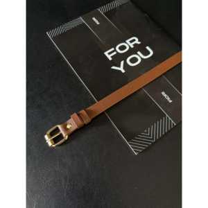 Cinturón fino para mujer Fiori, cinturón de cuero PU de estilo informal con hebilla de doble punta de cobre para usted - Product Image 2