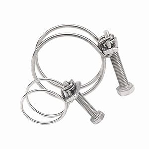 Collier de serrage <span class=keywords><strong>double</strong></span> fil en acier inoxydable 304 poli, réglable, capacité de charge 1000 kg, pour tuyaux d'eau, de gaz et de caoutchouc - Product Image 2