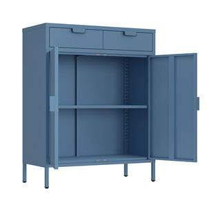 Moderno Armadio in Acciaio con Cassetti, Mobile Multifunzione in Metallo con 2 Ante, Armadietto Salvaspazio per Camera da Letto - Product Image 5