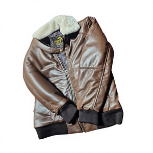 Veste bomber en cuir véritable marron pour homme CHAMP KING avec col en fourrure et fermeture éclair - Product Image 3