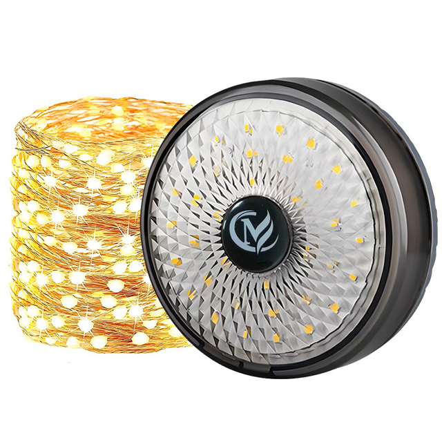 USB Rechargeable Camping Lantern String Lights Portable Garden Disk Lamp Warm LED Tent Decor Outdoor Lighting