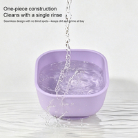 Bol carré en silicone pour bébé avec base à ventouse, couleur unie, ensemble repas pour enfants pour l'alimentation