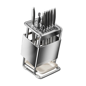 Stainless Steel Knife Holder 7Pcs Magnetic <b>Storage</b> Rack Kitchen Knife Block Multi Functional Utensil Organizer - Product Image 5