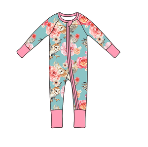 발렌타인데이 꽃무늬 봄 대나무 아기 지퍼 롬퍼 (양방향 지퍼) 맞춤 제작 - Product Image 5