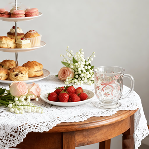 Commercio all'ingrosso di vendita calda Yogurt ciotola per la colazione con arco di Rose latte tazza di vetro tazza con cucchiaio per le ragazze - Product Image 6